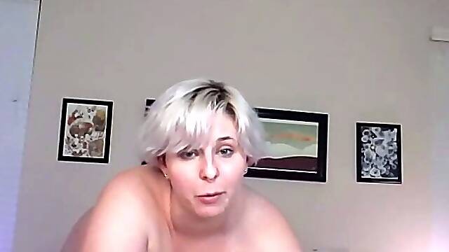 Horny big boobed fat chubby busty blonde