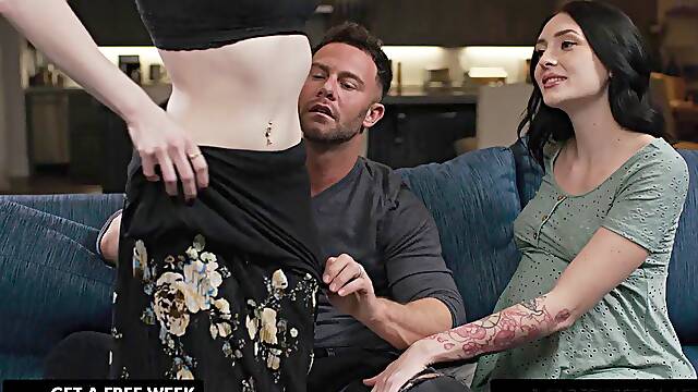 Pregnant Charlotte Sins Commands Husband Seth Gamble to Pound Doula Anna De Ville While She Watches in Lingerie