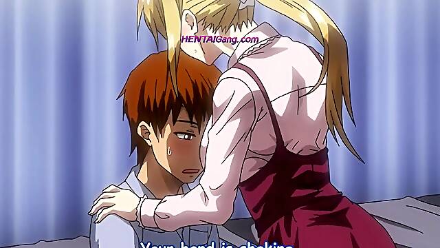 Blushing blonde step sinks down and bounces hard on thick cock • Exclusive Hentai (Subbed)