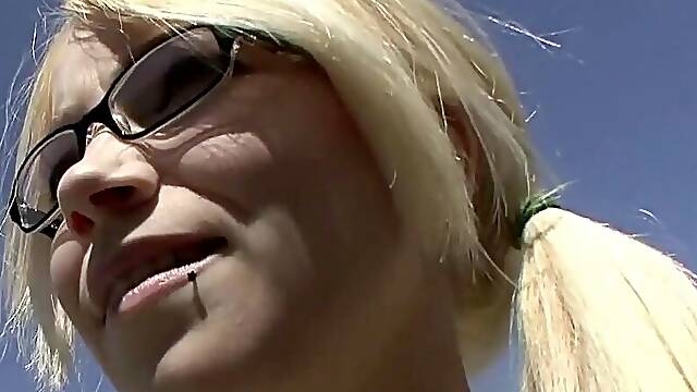 Blonde babe gets seduced & fucked hard in front of her man, who swallows every drop