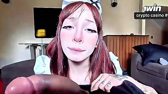 Vivacious Latina maid servicing phat dick, insatiable super-bitch pawg brazilian redhead behind the scenes.