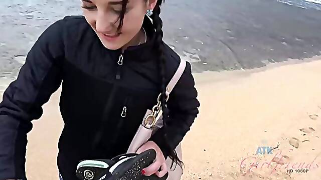 Amazing teen brunette with puffy nipples, Jade Amber got filled up with a rock hard meat stick