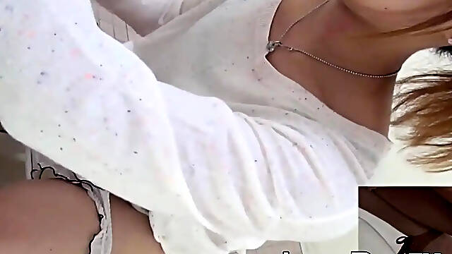 Hairy Asian brunettes pee all over their pussies