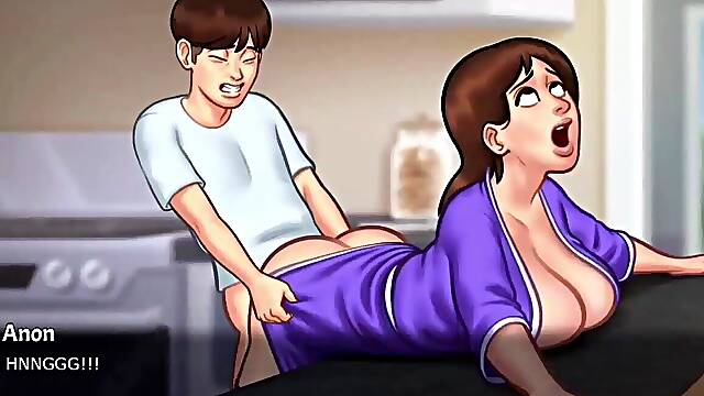 Horny stepmom watches silently while getting fucked in 3D