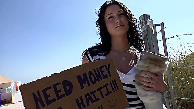 Curly Haired 18-Year-Old Whore Sucking Strangers Dick