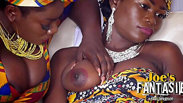Plantureuse Trio, Africain Threesome, Africaine Gros Sein Cul