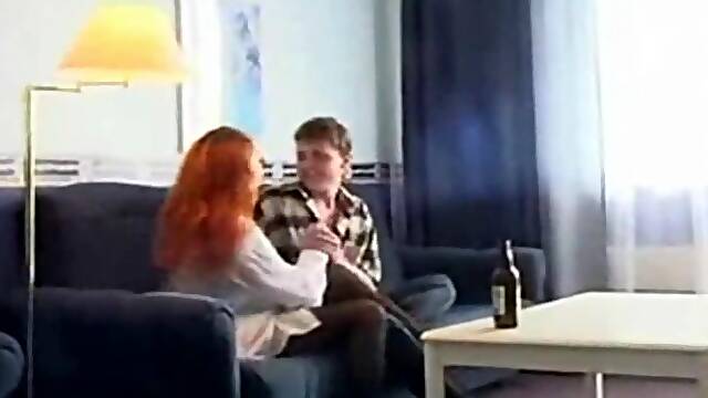 Redhead norwegian big tits milf in lingerie