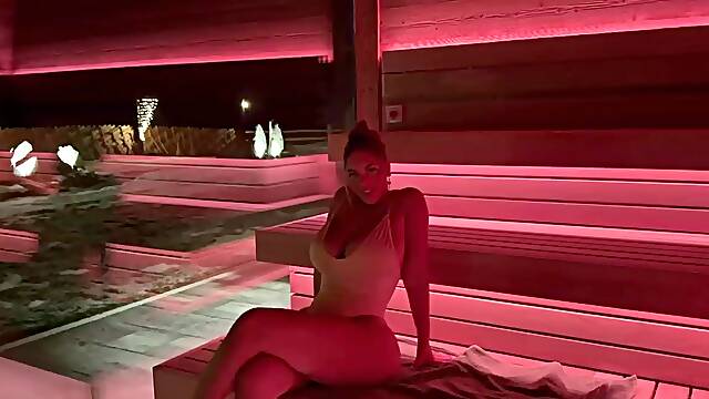 Hawt Aussie with giant natural titties picks up a man in the sauna - Alanna Pow & Nicholas Ferres