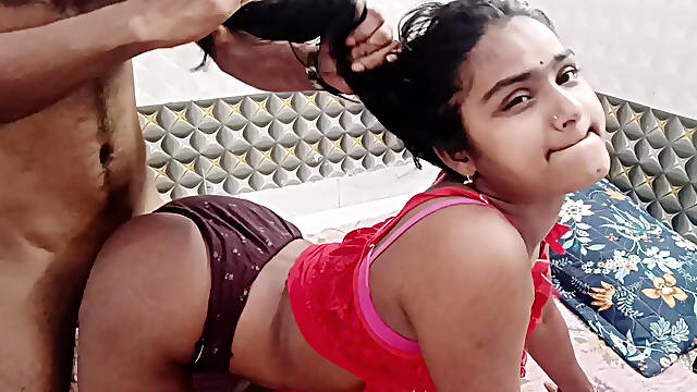 Desi Girl in Red Lingerie Hardcore Home Sex - Doggy &amp; Missionary Fuck