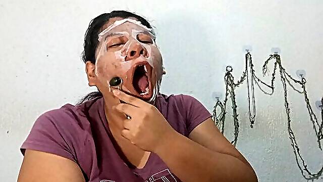 Facial Mask Massage Interrupted by Yawns