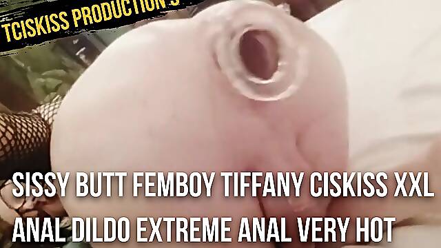 Sissy butt femboy Tiffany Ciskiss XXL anal dildo extreme anal very hot