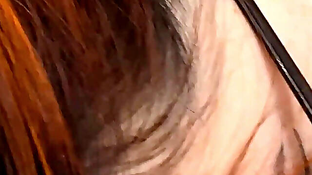 Redhead Pigtails, Glasses and Pantyhose and High Heels Sucking Cock POV