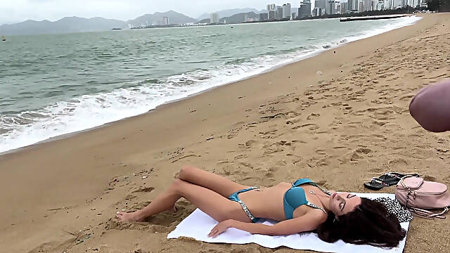 Babe Can I Cum on Your Tits? - Cock Flashing on the Beach