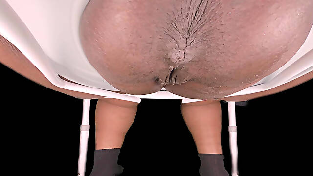 Black BBW MILF Toilet POV Super up-close Asshole Winking Re-mastered