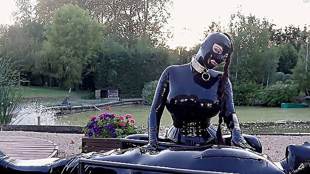 Rubber Doll Cock Teasing Rubber Bound Sub Outdoors